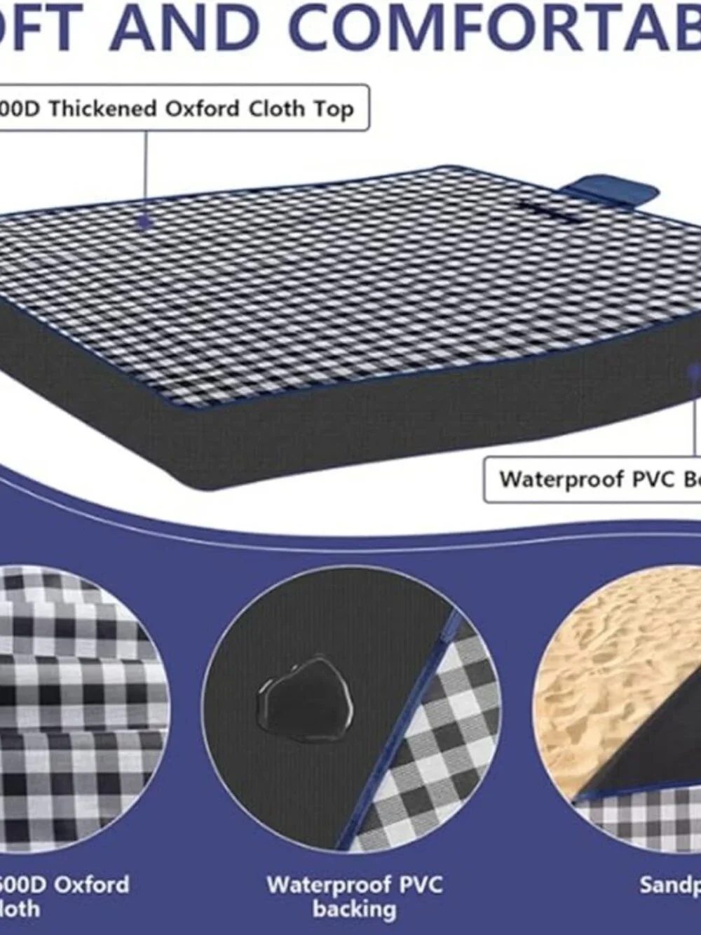 Waterproof Sandproof Picnic Blanket Outdoor Beach Mat Large Foldable Travel